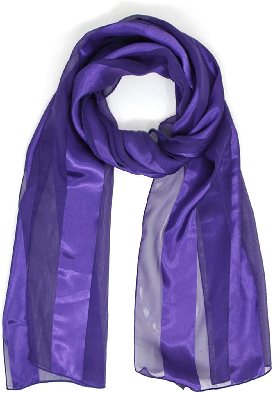 Scarfs for Women Lightweight Soft Silky Scarves 60" Long Satin Chiffon Stripe Neckerchief Gold Red Pink Black More Apparel & Accessories > Clothing Accessories > Scarves & Shawls SERENITA Purple  