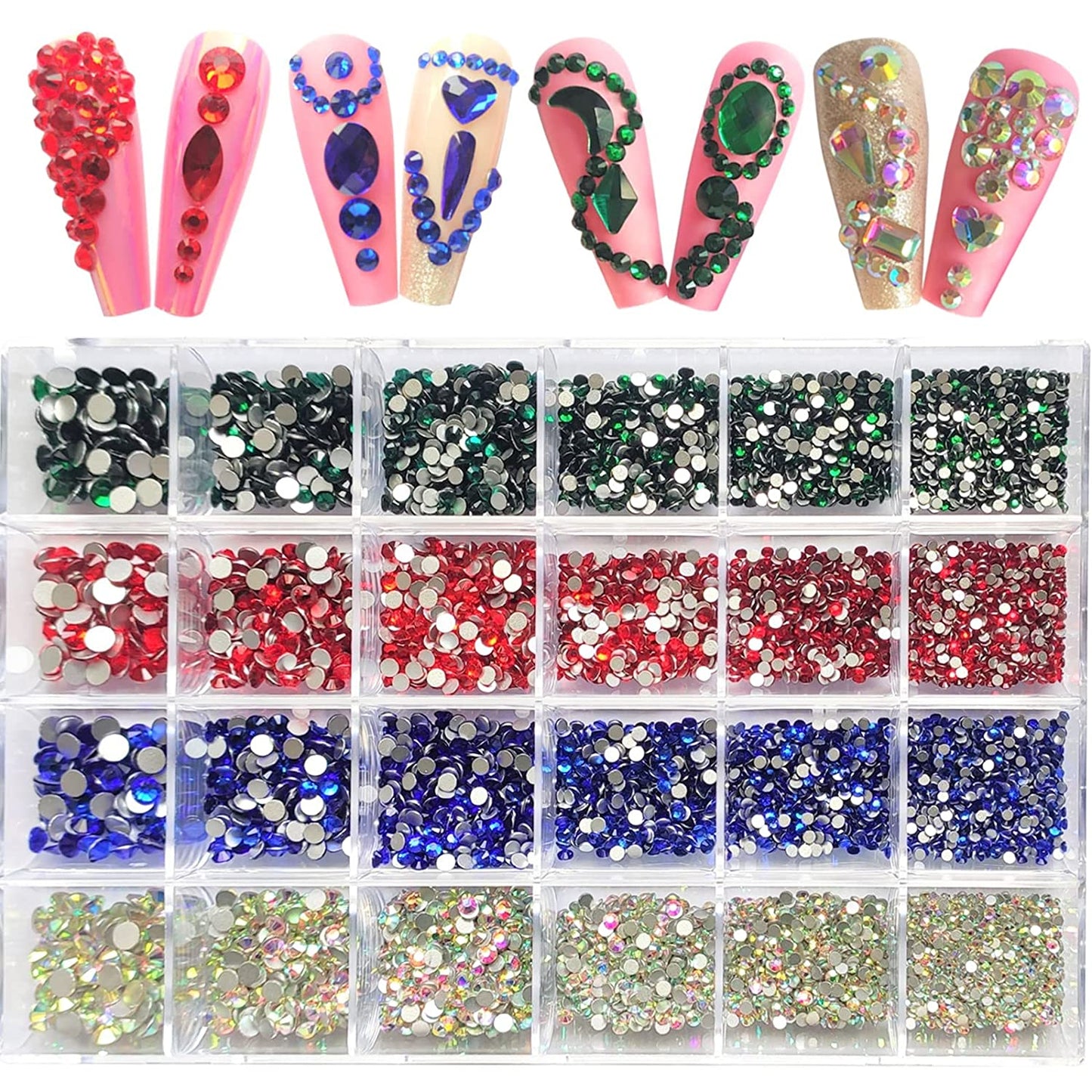 Rhinestones for Nails Kit,3486Pcs round AB Nail Rhinestones 354Pcs 3D Multi Shapes Flatback Nail Crystals Diamonds for Nail Design DIY Nail Salon Manicure Decoration Health & Beauty > Personal Care > Cosmetics > Cosmetic Tools > Nail Tools Ailipu Multi colored Rhinestones  