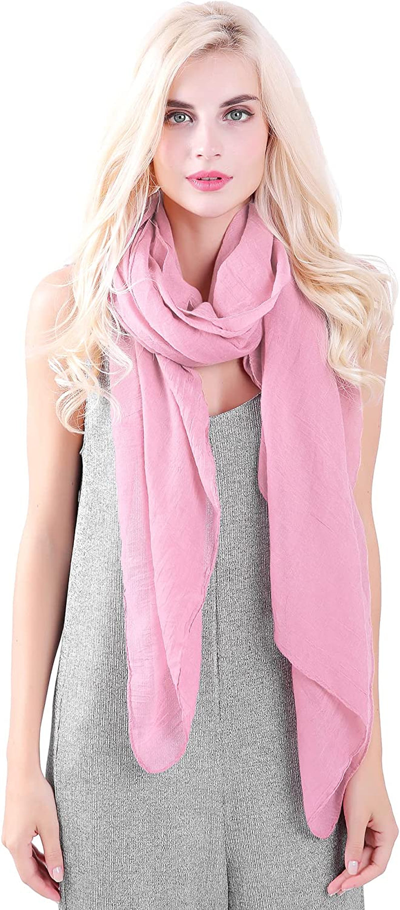 Missshorthair Womens Solid Color Scarfs Long Lightweight Scarf for Women Large Sheer Wrap Shawl Apparel & Accessories > Clothing Accessories > Scarves & Shawls MissShorthair 17baby Pink  