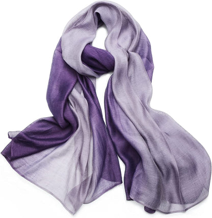 SNUG STAR Cotton Silk Scarf Elegant Soft Wraps Color Shade Scarves for Women Apparel & Accessories > Clothing Accessories > Scarves & Shawls SNUG STAR Gradient - Light Purple  