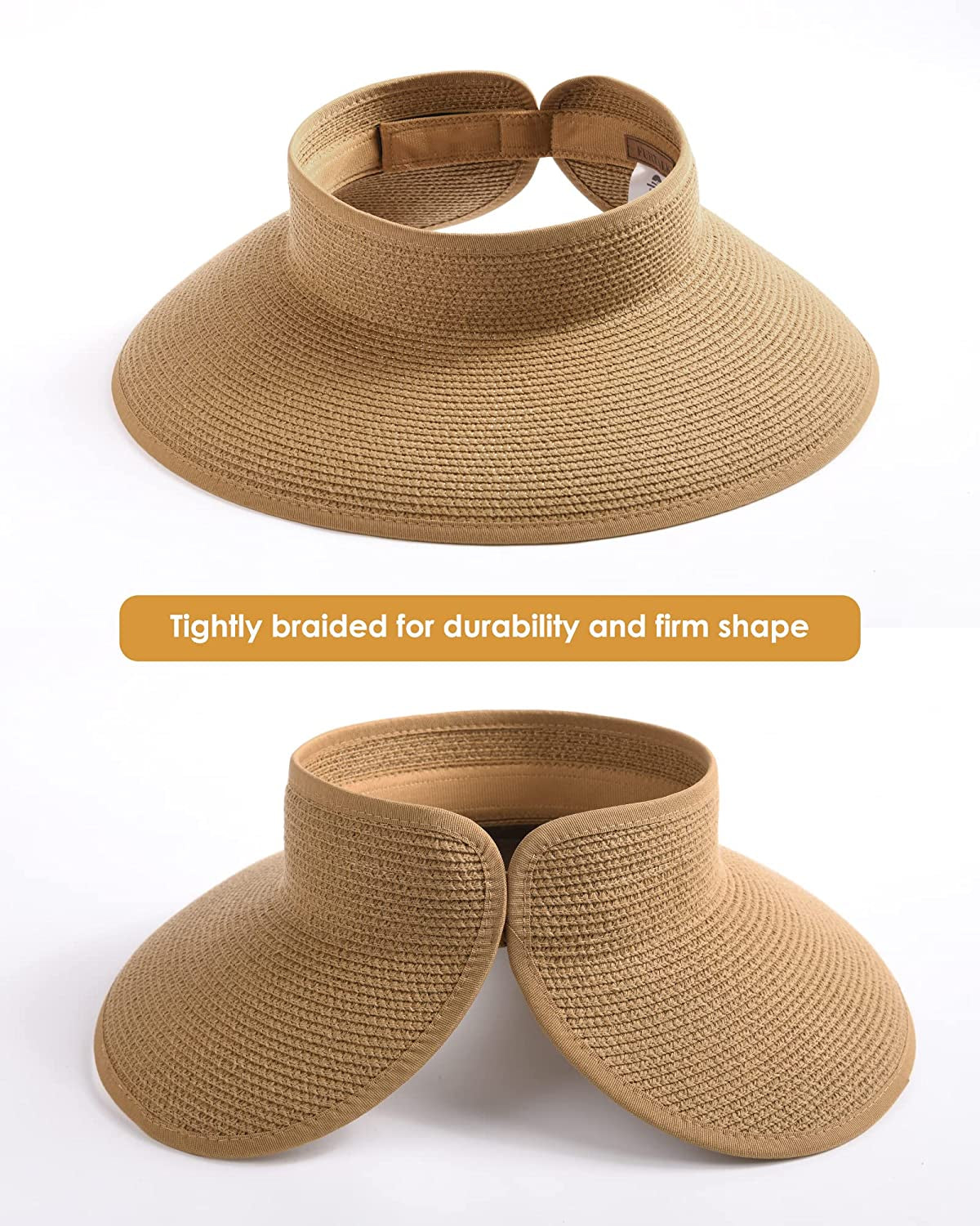 FURTALK Sun Visor Hats for Women Wide Brim Straw Roll up Ponytail Summer Beach Hat UV UPF Packable Foldable Travel Apparel & Accessories > Clothing Accessories > Hats KYLIE MAX   