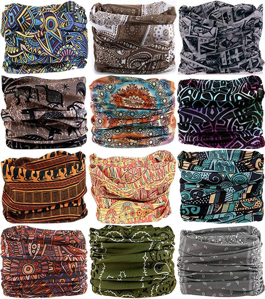 VANCROWN Neck Gaiter Headband Headwear Head Wrap Face Mask Magic Scarf Bandana for Men and Women Apparel & Accessories > Clothing Accessories > Bandanas & Headties VANCROWN 12pcs.totems  