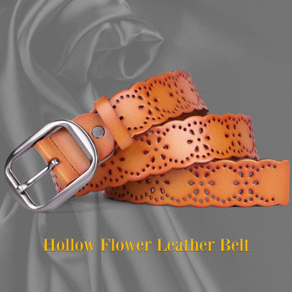 JASGOOD Women’S Hollow Flower Leather Belt for Jeans Pants Wide Belt for Ladies Apparel & Accessories > Clothing Accessories > Belts KYLIE MAX   