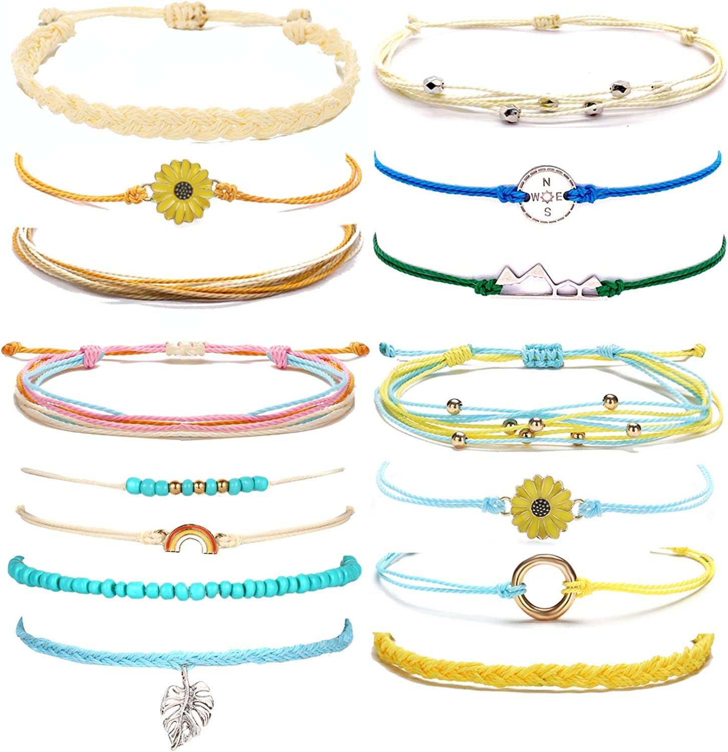 Choice of All String Bracelets for Teen Girls Boho Waterproof Bracelets Ankle Bracelets for Girls Christmas Gifts Wave Surfer Bracelets Summer Beach Anklets Apparel & Accessories > Jewelry > Anklets choice of all 15clolorful  