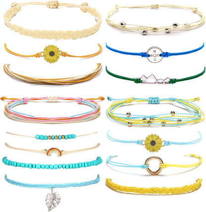 Choice of All String Bracelets for Teen Girls Boho Waterproof Bracelets Ankle Bracelets for Girls Christmas Gifts Wave Surfer Bracelets Summer Beach Anklets Apparel & Accessories > Jewelry > Anklets choice of all 15clolorful  