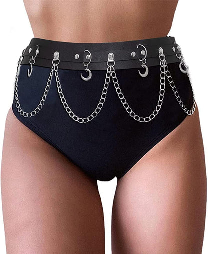 Relbcy Punk Waist Chain Belt Layered Leather Body Harness Chains Rave Body Belts Waist Accessories for Women and Girls Apparel & Accessories > Jewelry > Body Jewelry RELBCY E-Style5  