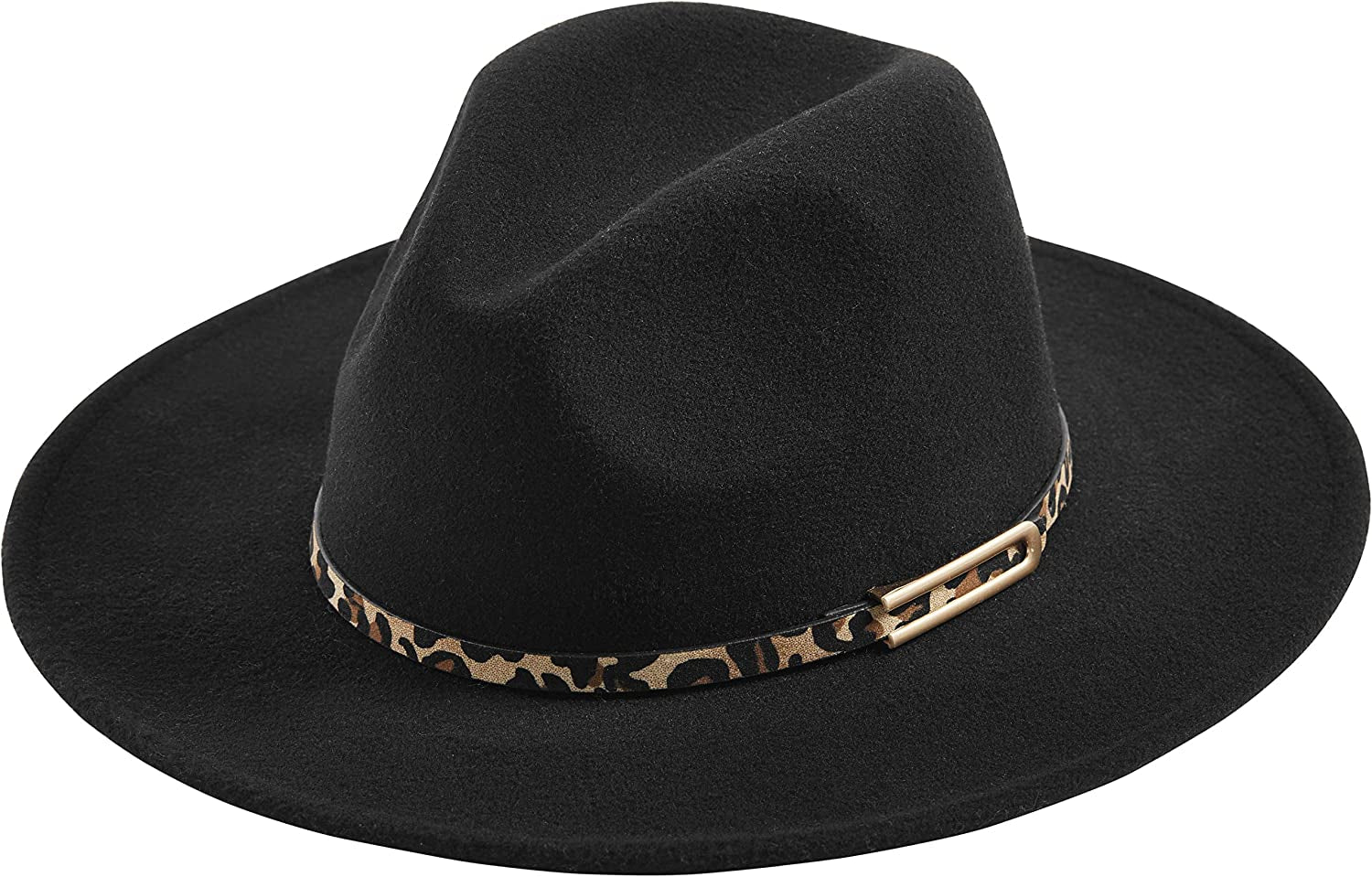 Mud Pie Women'S Leopard Band Fedora Apparel & Accessories > Clothing Accessories > Hats Mud Pie Black One Size 