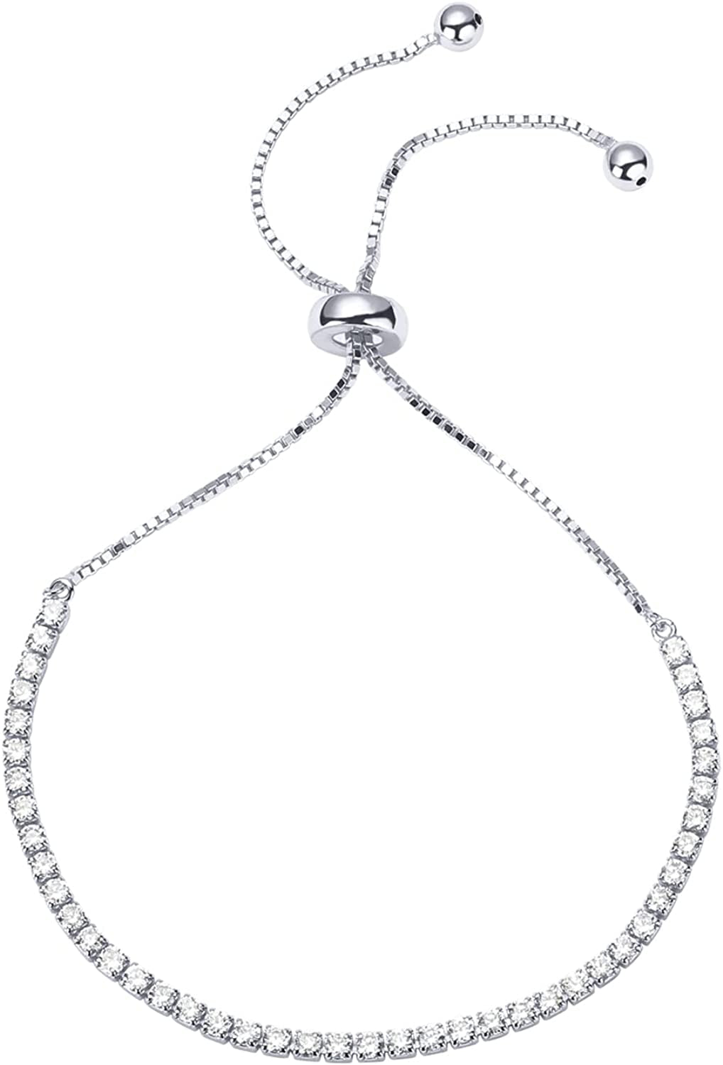 PAVOI 14K Gold Plated Cubic Zirconia Classic Tennis Bracelet for Women | Adjustable Slider Apparel & Accessories > Jewelry > Bracelets PAVOI White Gold gold plated 