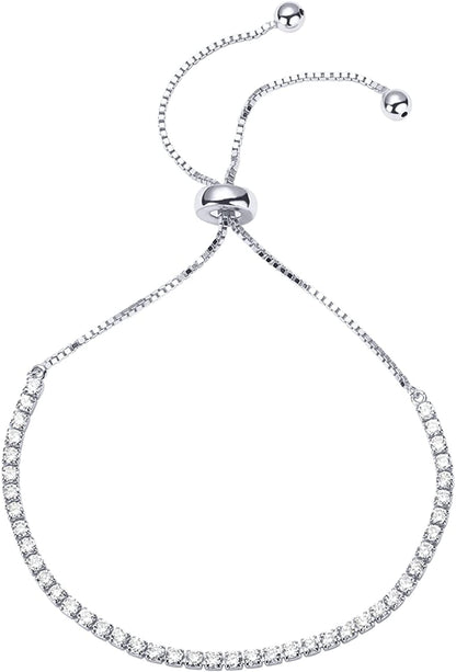 PAVOI 14K Gold Plated Cubic Zirconia Classic Tennis Bracelet for Women | Adjustable Slider Apparel & Accessories > Jewelry > Bracelets PAVOI White Gold gold plated 