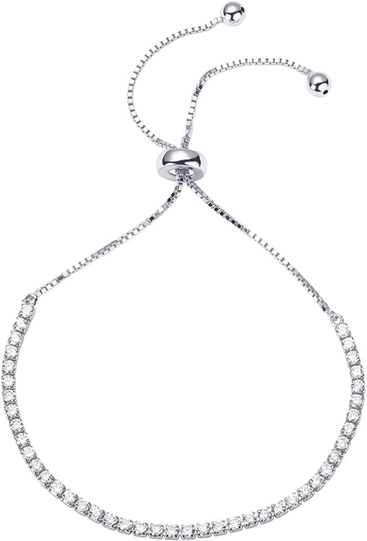 PAVOI 14K Gold Plated Cubic Zirconia Classic Tennis Bracelet for Women | Adjustable Slider Apparel & Accessories > Jewelry > Bracelets PAVOI White Gold gold plated 