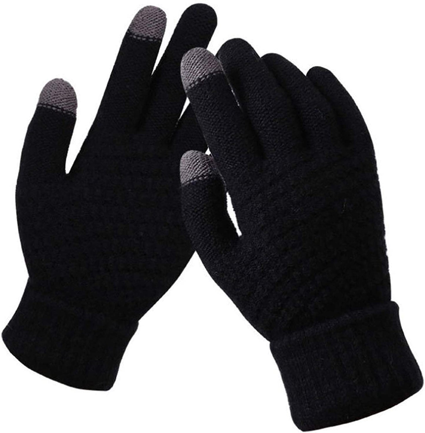 Eseres Winter Touchscreen Gloves Unisex Knitted Warm Gloves for Men Women Touch Screen Stretchy Mitten Haling Hands Apparel & Accessories > Clothing Accessories > Gloves & Mittens Eseres Black  