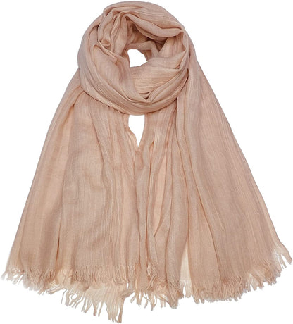 Women Summer Scarfs Lightweight Large Long Gauze Shawl Linen Beach Wrap Plain 75”×43” Apparel & Accessories > Clothing Accessories > Scarves & Shawls Gragengs Power Pink  