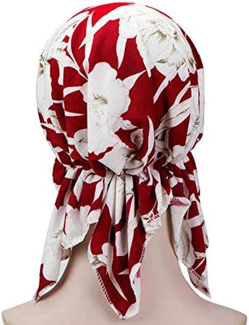 Pre Tied Chemo Head Scarf 3 Packed Beanie Skull Cover Cap for Women (Set6-Long Style) Apparel & Accessories > Clothing Accessories > Bandanas & Headties Qovelly   