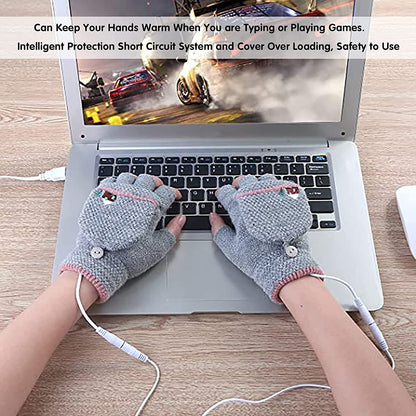 Women'S & Men'S USB Heated Gloves Mitten Full & Half Fingerless Winter Hands Warmer Laptop Gloves Apparel & Accessories > Clothing Accessories > Gloves & Mittens Winmany   
