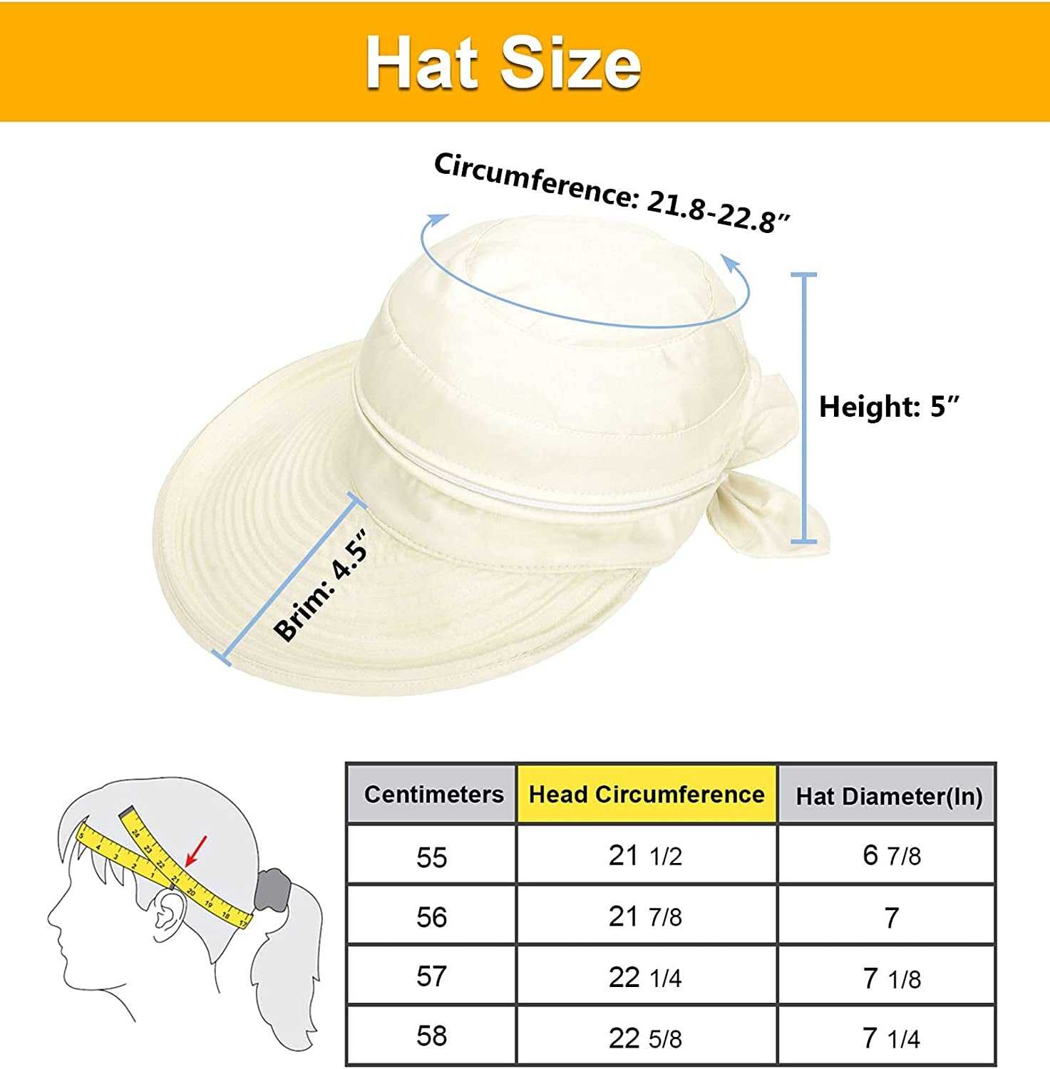 Verabella Womens Beach Hat Summer Lightweight Sun Hat for Hiking Sun Protection 2 in 1 Visor Sun Protection Hat Apparel & Accessories > Clothing Accessories > Hats Verabella   