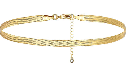 Kissyan Gold Ankle Bracelets for Women, Dainty 14K Gold Plated Anklets Cuban Link Chain Ankles Adjustable Snake Tennis Anklet Bracelet Tiny Beach Foot Jewelry Gifts for Women Girls Apparel & Accessories > Jewelry > Anklets KissYan Gold-snake anklet  