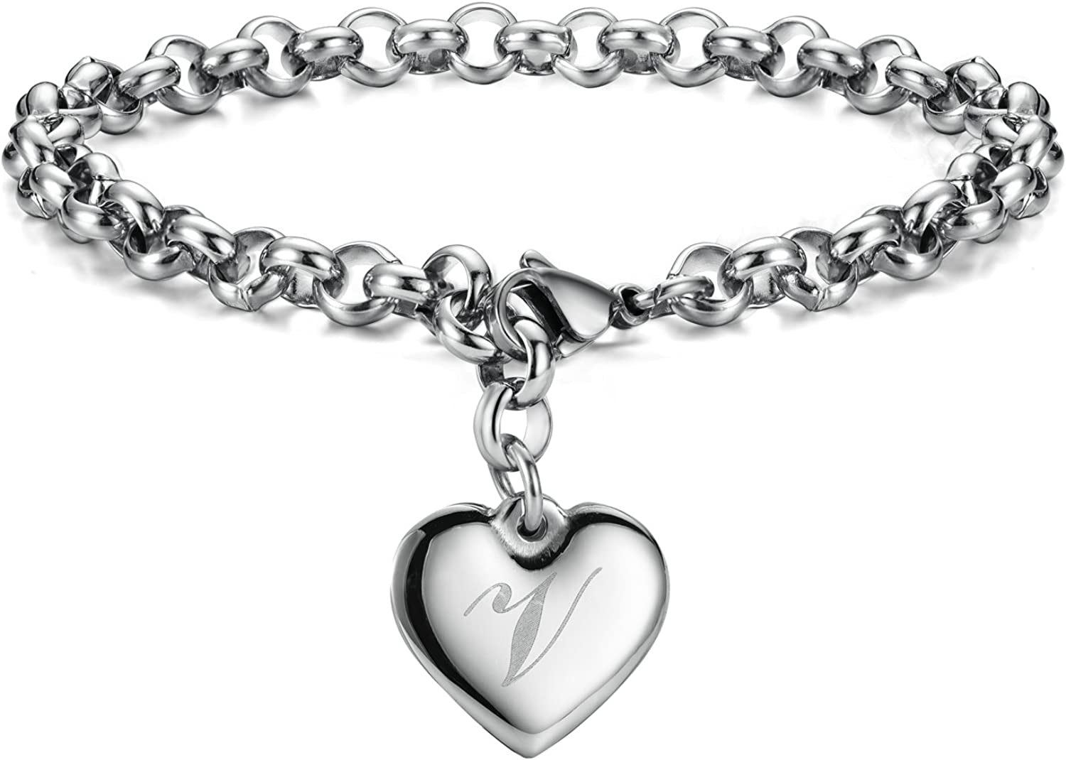 Heart Initial Charm Bracelets for Teen Girls Letters Alphabet Bracelet Jewelry for Girls Gifts for Teenage Girls Apparel & Accessories > Jewelry > Bracelets Monily V  