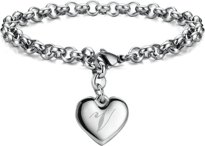 Heart Initial Charm Bracelets for Teen Girls Letters Alphabet Bracelet Jewelry for Girls Gifts for Teenage Girls Apparel & Accessories > Jewelry > Bracelets Monily V  