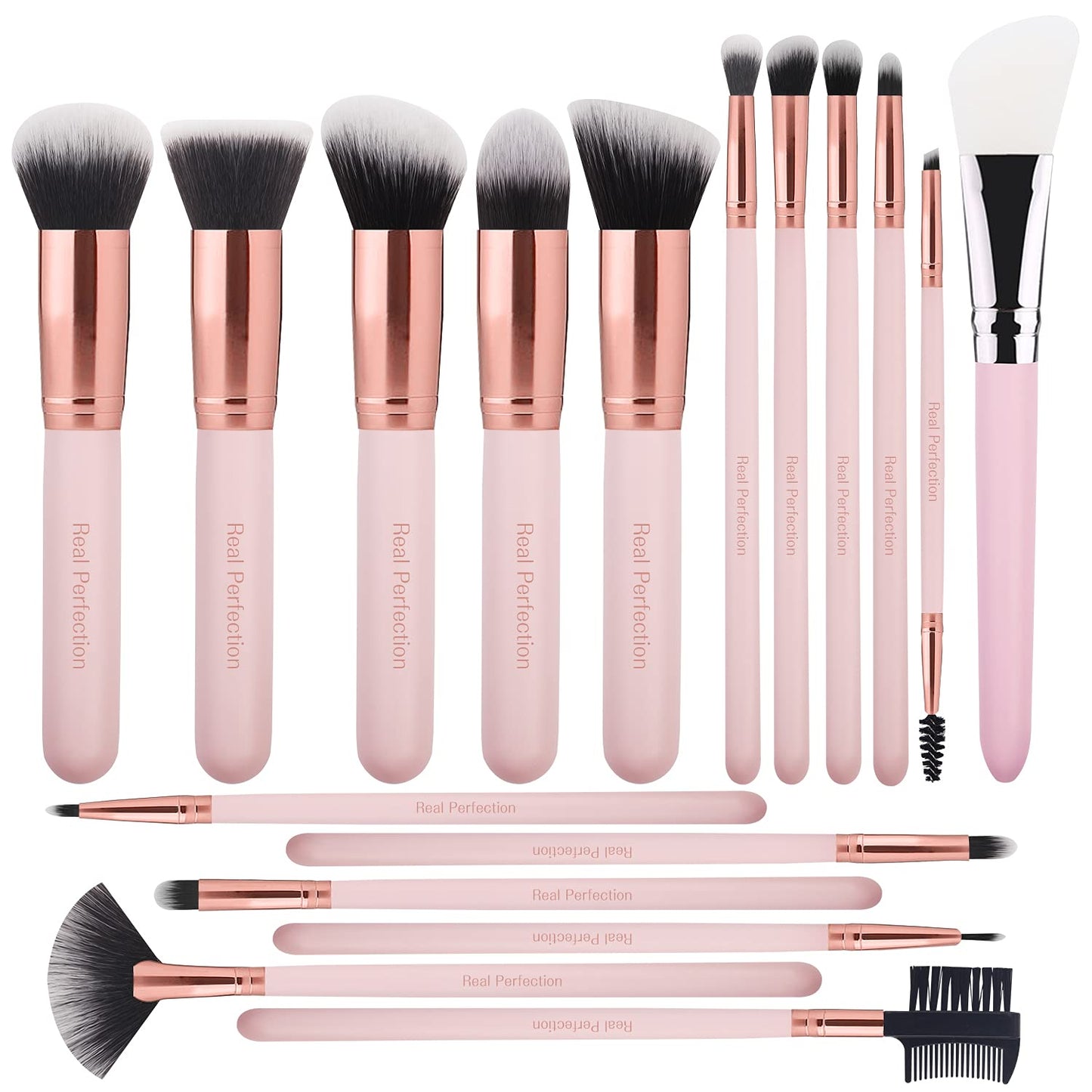 Real Perfection Makeup Brushes 16Pcs Makeup Brushes Set with 1 Silicone Face Mask Brush Premium Synthetic Foundation Brushes Blending Face Powder Eye Shadow Concealer Make up Brushes Tool Kit Health & Beauty > Personal Care > Cosmetics > Cosmetic Tools > Makeup Tools Real Perfection   