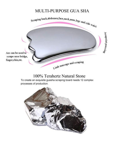 Authentic Terahertz Stone Gua Sha Scraping Tools Lymphatic Drainage Massager Facial Energy Beauty Tools Health & Beauty > Personal Care > Cosmetics > Cosmetic Tools > Skin Care Tools SAEEYCUE   