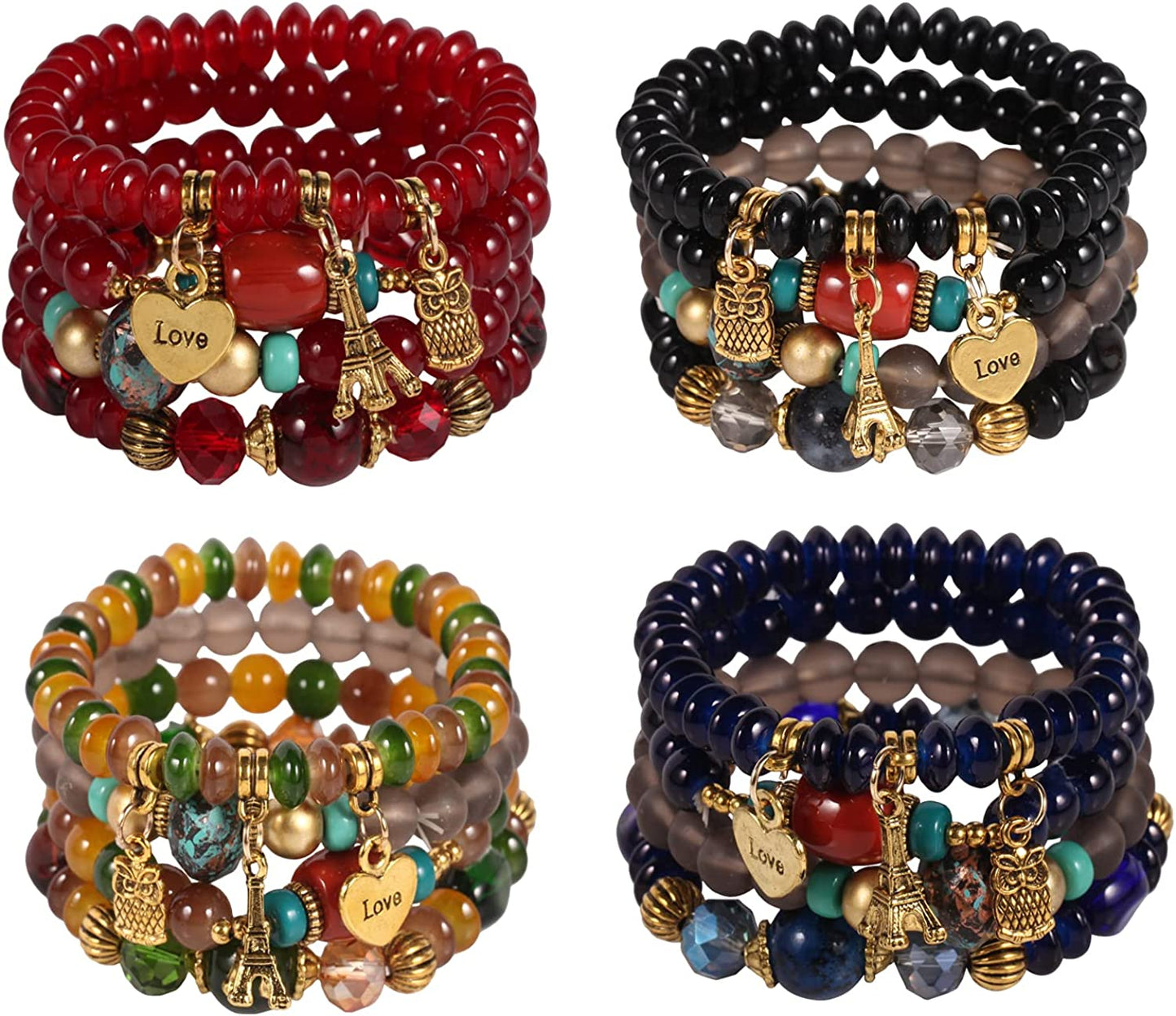 Solosoya Bohemian Boho Stackable Bracelets for Women Set, Girls Stretch Multilayer Stack Beads Colorful Beaded Charm Bracelets Girl Handmade Jewelry Apparel & Accessories > Jewelry > Bracelets Solosoya Color G  