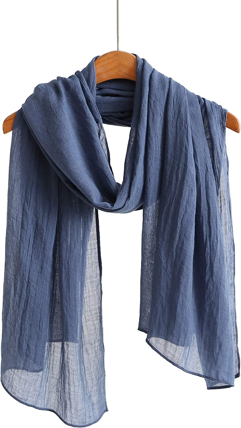 Jeelow Cotton Feel Scarf Shawl Wrap Soft Lightweight Scarves and Wraps for Men Women Apparel & Accessories > Clothing Accessories > Scarves & Shawls Jeelow Blue Jean  
