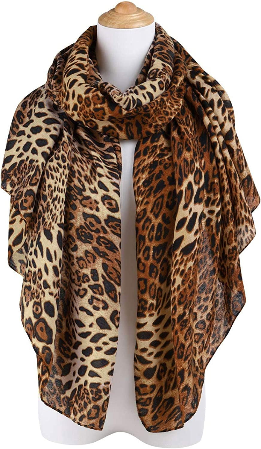 GERINLY Cozy Cheetah Scarfs for Women Stylish Cotton Leopard Blanket Wrap Shawls Apparel & Accessories > Clothing Accessories > Scarves & Shawls GERINLY   