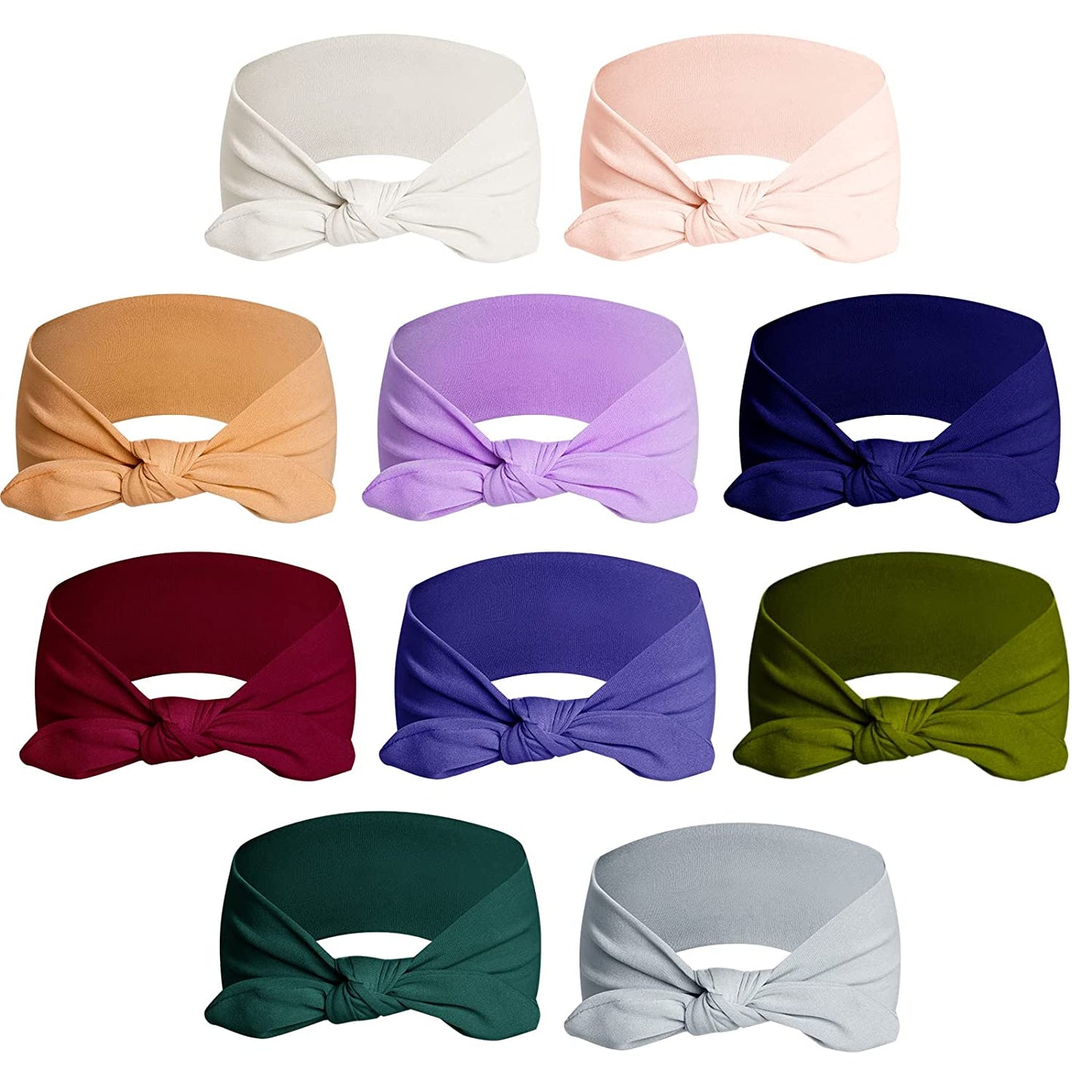 Miayon Women Headbands Headwraps Hair Bands Bows Accessories Turban Head Wraps Cotton 10Pcs Solid Color for Woman Girls Apparel & Accessories > Clothing Accessories > Bandanas & Headties Miayon soft color  