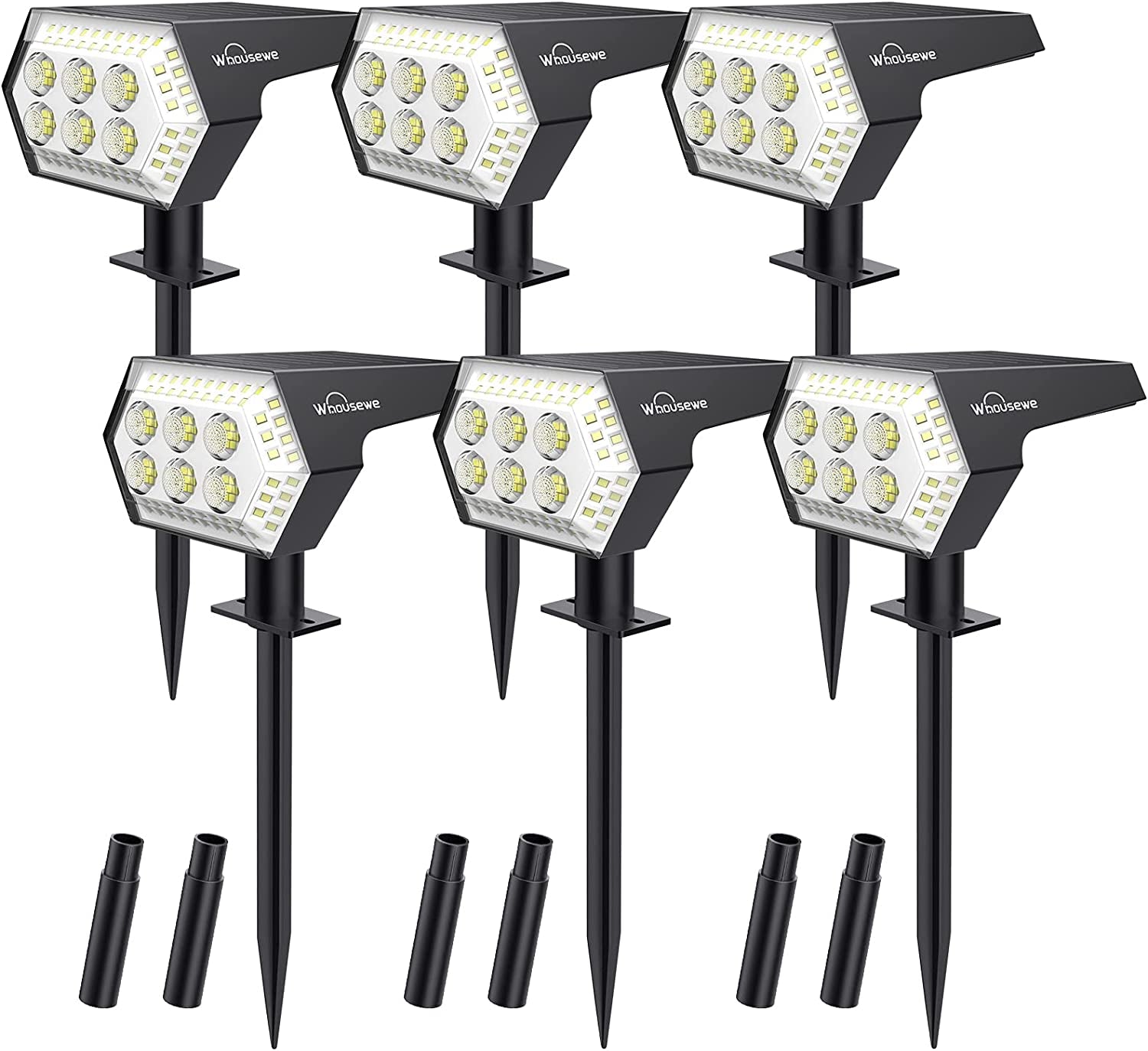 Solar Landscape Spotlights, Whousewe 108 Leds Solar Spot Lights Outdoor with 4 Bright Modes [ 7-Sided Lights ], Wall & Ground Mounted, IP65 Waterproof, Cold White, 2 Pack Apparel & Accessories > Jewelry > Body Jewelry Whousewe 6 Pack  