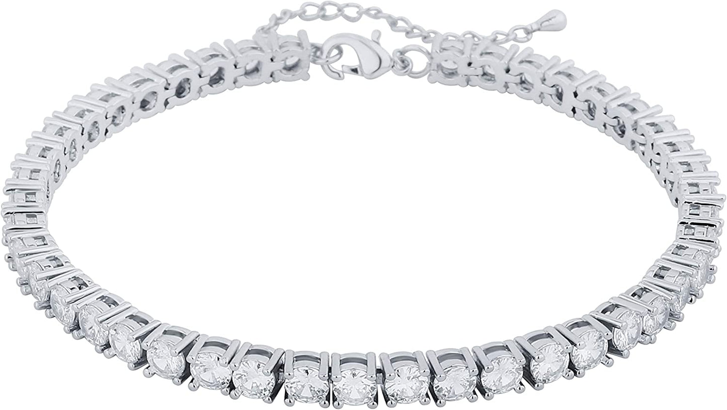 TOPGRILLZ 3-6Mm Tennis Chain Anklet with Extension Bracelet for Women, 14K Gold Plated CZ Diamond Fashion Foot Jewelry Gifts Apparel & Accessories > Jewelry > Anklets Yiwu Xinlu Fashion Jewelry Factory 5mm White Gold 9.0 Inches 