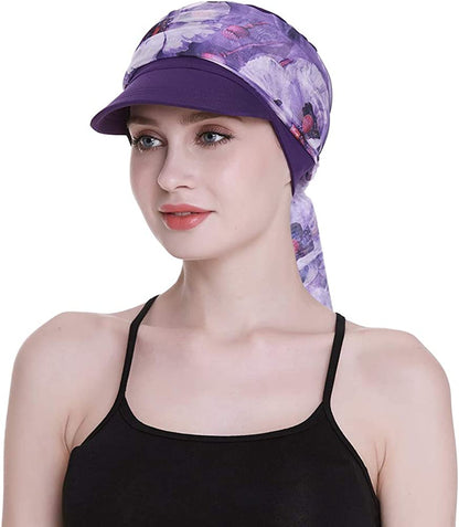 Newsboy Cap for Women Chemo Headwear with Scarfs Gifts Hair Loss Available All Year Apparel & Accessories > Clothing Accessories > Bandanas & Headties FocusCare Purple  