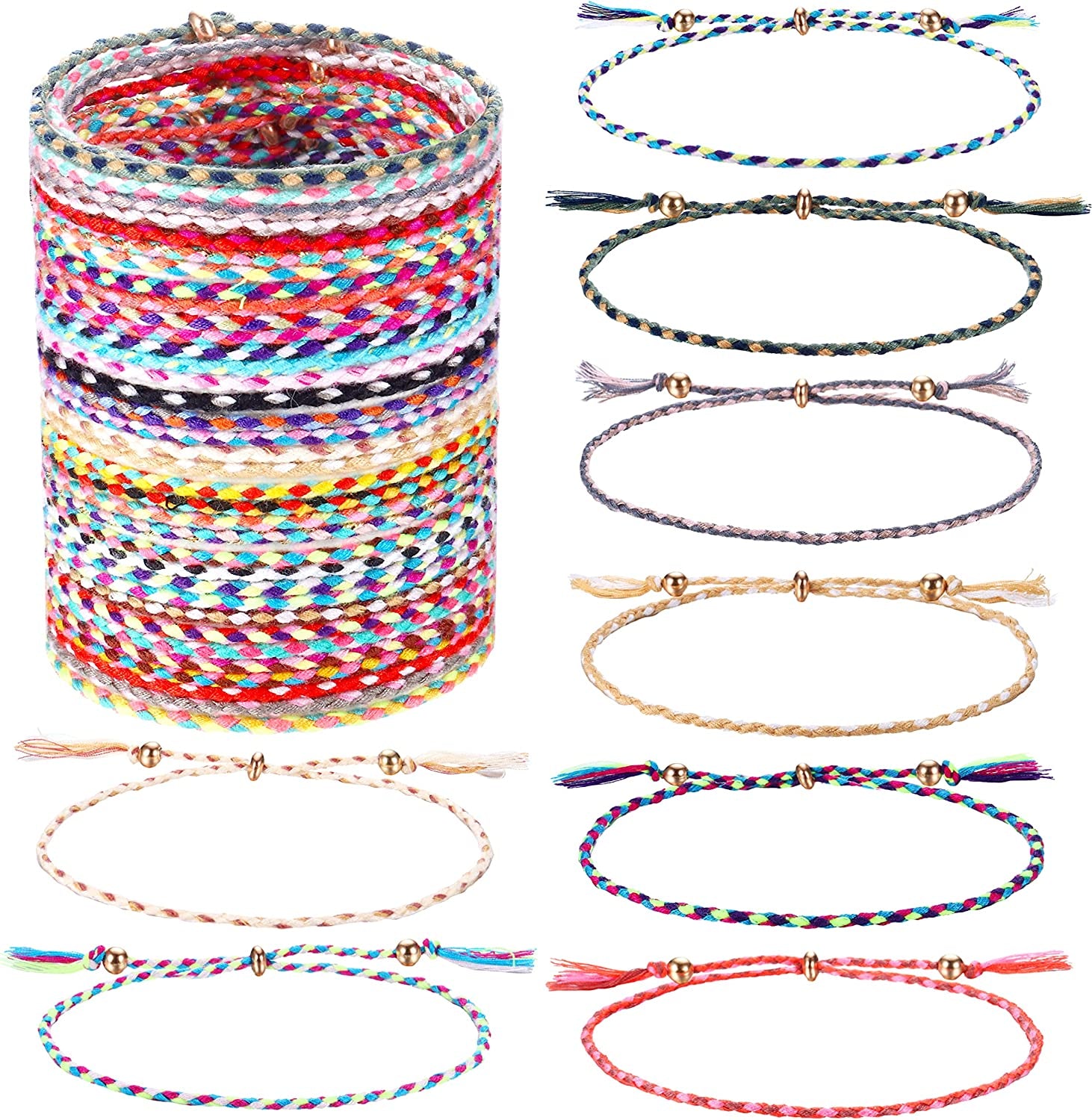 LOLIAS 35Pcs Woven Wrap Friendship Bracelets for Women Men Adjustable Braided String Bracelet Colorful Handmade Rope Friendship Bracelets Pack Boho Party Favors Apparel & Accessories > Jewelry > Bracelets LOLIAS   