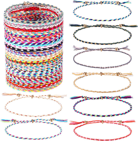 LOLIAS 35Pcs Woven Wrap Friendship Bracelets for Women Men Adjustable Braided String Bracelet Colorful Handmade Rope Friendship Bracelets Pack Boho Party Favors Apparel & Accessories > Jewelry > Bracelets LOLIAS   