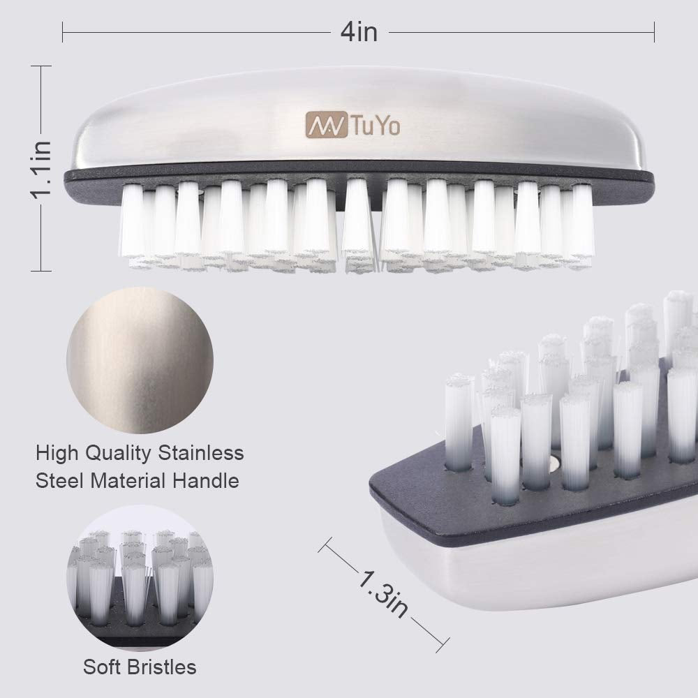Nail Brush for Cleaning, Fingernail Brush Nail Cleaner Tool, Stainless Steel Hand Finger Toes Brush, Pedicure Nail Scrubber by Nantuyo Health & Beauty > Personal Care > Cosmetics > Cosmetic Tools > Nail Tools NANTuYo   