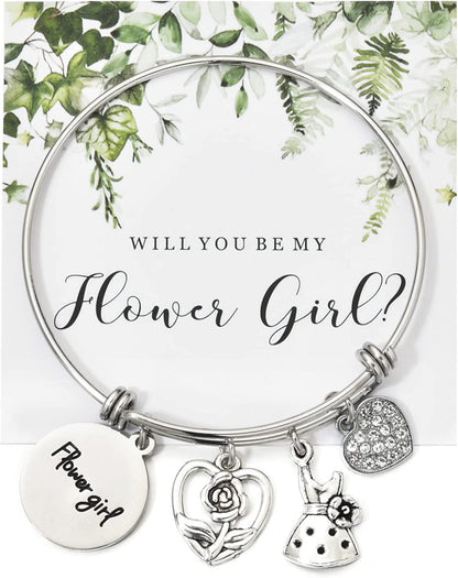 Miss Pink Wedding Gift for Bridesmaid Maid of Honor Flower Girl Bride to Be Sister Mother of the Bride Thank You Gift from Bride and Groom Thank You for Standing by My Side Bracelets Gifts Apparel & Accessories > Jewelry > Bracelets Miss Pink Flower Girl (older than 5)  