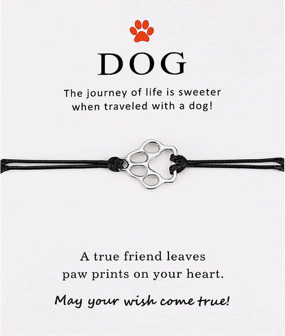 Puppy Dog Bracelet for Women Men Friendship Gift for Best Friends Couples Dog Memorial Gift Adjustable String Paw Print Charm Pet Bracelet for Women Men Girls Boys Dog Lover Dog Loss Sympathy Gift Apparel & Accessories > Jewelry > Bracelets Plwelth   