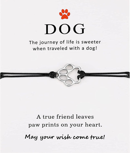 Puppy Dog Bracelet for Women Men Friendship Gift for Best Friends Couples Dog Memorial Gift Adjustable String Paw Print Charm Pet Bracelet for Women Men Girls Boys Dog Lover Dog Loss Sympathy Gift Apparel & Accessories > Jewelry > Bracelets Plwelth   