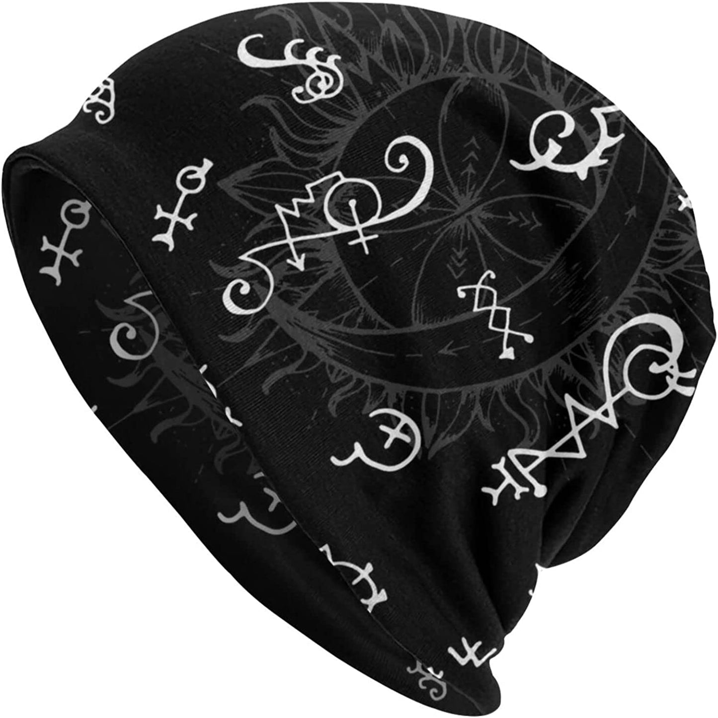 Gold Star Slouchy Beanie Chemo Headwear Knit Hat Scarf Sleep Skull Cap for Women Men Apparel & Accessories > Clothing Accessories > Headwear ybovejuk Alchemy and Magic Signs on Black One Size 