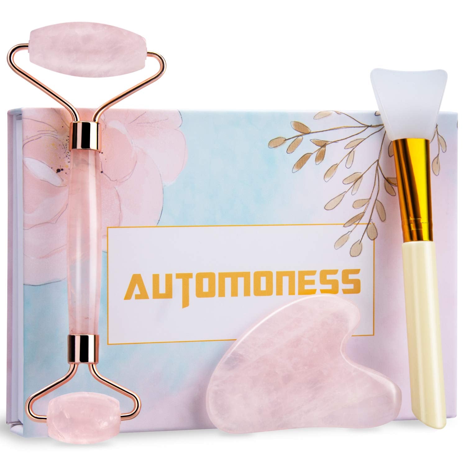 Jade Roller & Gua Sha, 100% Natural Jade Face/Eye Roller and Gua Sha Massager Tool, Automoness Facial Beauty Roller Skin Care Tools for Face, Eye, Neck, Relieve Fine Lines and Wrinkles, Body Treatment Health & Beauty > Personal Care > Cosmetics > Cosmetic Tools > Skin Care Tools Automoness   