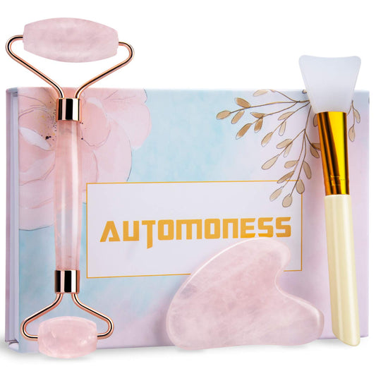 Jade Roller & Gua Sha, 100% Natural Jade Face/Eye Roller and Gua Sha Massager Tool, Automoness Facial Beauty Roller Skin Care Tools for Face, Eye, Neck, Relieve Fine Lines and Wrinkles, Body Treatment Health & Beauty > Personal Care > Cosmetics > Cosmetic Tools > Skin Care Tools Automoness   