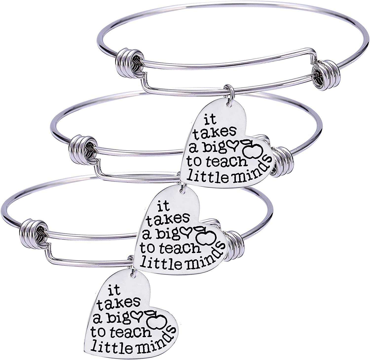 Pack of 3 Teacher Bangles Gifts for Teacher Open School Gifts for Teachers Thank You Bangle Bracelets Apparel & Accessories > Jewelry > Bracelets Nzztont Style 08  