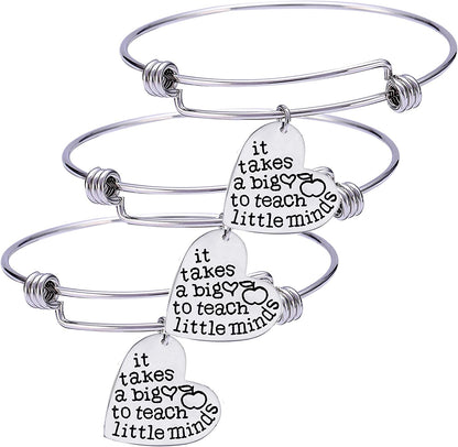 Pack of 3 Teacher Bangles Gifts for Teacher Open School Gifts for Teachers Thank You Bangle Bracelets Apparel & Accessories > Jewelry > Bracelets Nzztont Style 08  