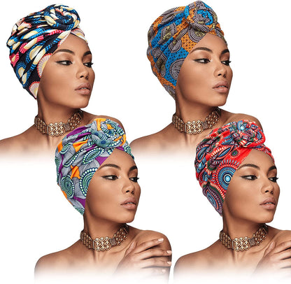 Chalier African Head Wrap for Women Knot Pre-Tied Fashion Turbans Head Wraps Beanie Hat Apparel & Accessories > Clothing Accessories > Bandanas & Headties Chalier Flower  