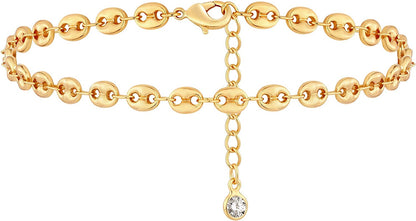 Dremmy Studios Simple Gold Chain Anklet,14K Gold/Silver Plated Dainty Summer Beach Anklets for Women Apparel & Accessories > Jewelry > Anklets DREMMY STUDIOS Pig Nose  
