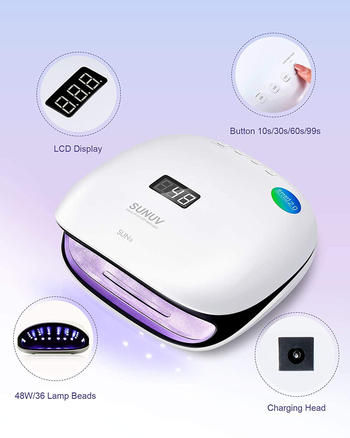 SUNUV 48W UV LED Light Lamp Nail Dryer for Gel Polish with Auto Sensor Professional Nail Art Tools SUN4 Black Health & Beauty > Personal Care > Cosmetics > Cosmetic Tools > Nail Tools SUNUV   
