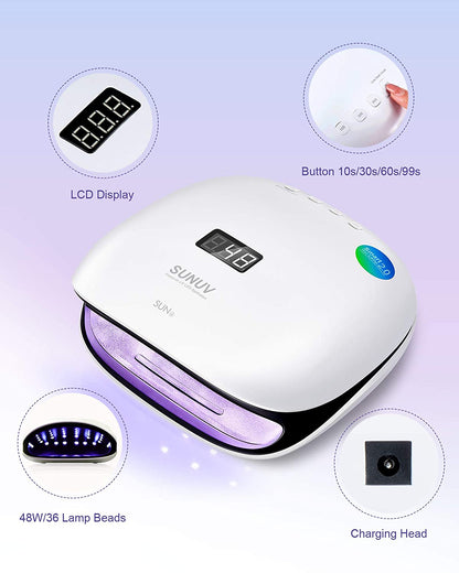 SUNUV 48W UV LED Light Lamp Nail Dryer for Gel Polish with Auto Sensor Professional Nail Art Tools SUN4 Black Health & Beauty > Personal Care > Cosmetics > Cosmetic Tools > Nail Tools SUNUV   