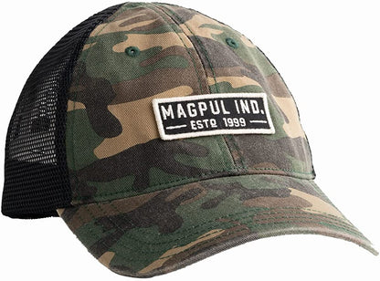 Magpul Trucker Hat Snap Back Baseball Cap, One Size Fits Most Apparel & Accessories > Clothing Accessories > Hats Magpul Established Garment Washed Woodland Camo One Size 