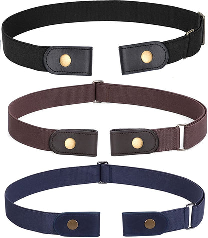 No Buckle Stretch Belt for Women Men Elastic Waist Belt up to 72 Inch for Jeans Pants Apparel & Accessories > Clothing Accessories > Belts WERFORU Z-black+coffee+blue- Pants Size 52"-72" 