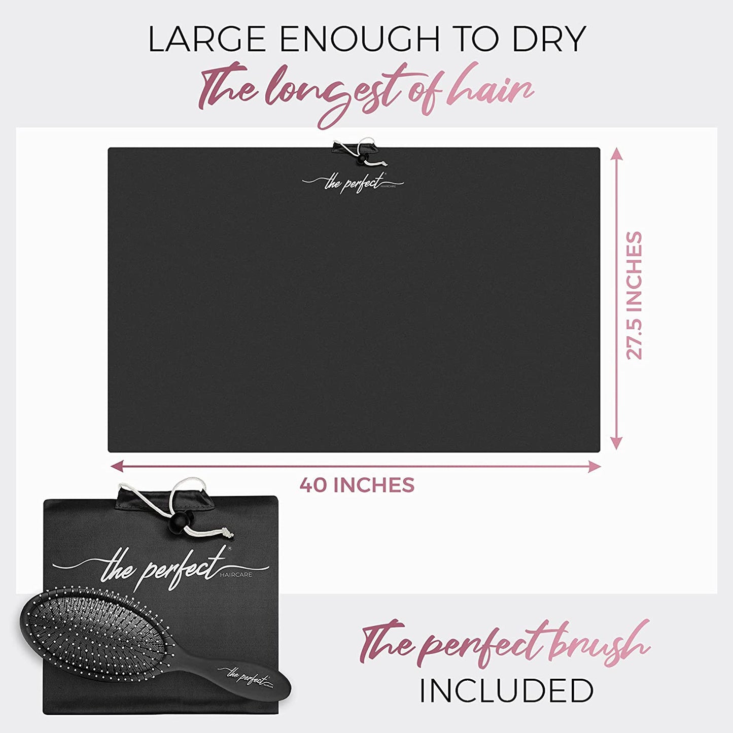 Ultra-Fine Microfiber Hair Towel Wrap & Wet/Dry Detangling Hair Brush - the Perfect Haircare - Anti-Frizz Turban for Curly or Wavy Haired Women Girls & Kids - Quick Drying - Good for Travel (Black) Health & Beauty > Personal Care > Hair Care THE PERFECT HAIRCARE   