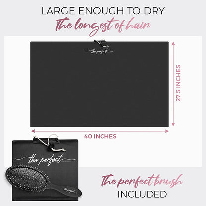 Ultra-Fine Microfiber Hair Towel Wrap & Wet/Dry Detangling Hair Brush - the Perfect Haircare - Anti-Frizz Turban for Curly or Wavy Haired Women Girls & Kids - Quick Drying - Good for Travel (Black) Health & Beauty > Personal Care > Hair Care THE PERFECT HAIRCARE   